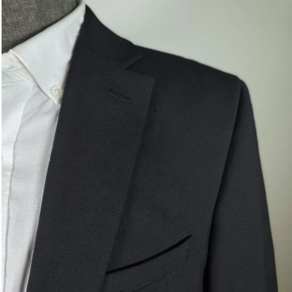 Bar III Mens Sport Coat Black 40R Wool Blend Suit Jacket Blazer Quiet Luxury NWT